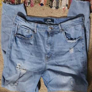AERO distressed Super High Rise straight leg jeans sz 14